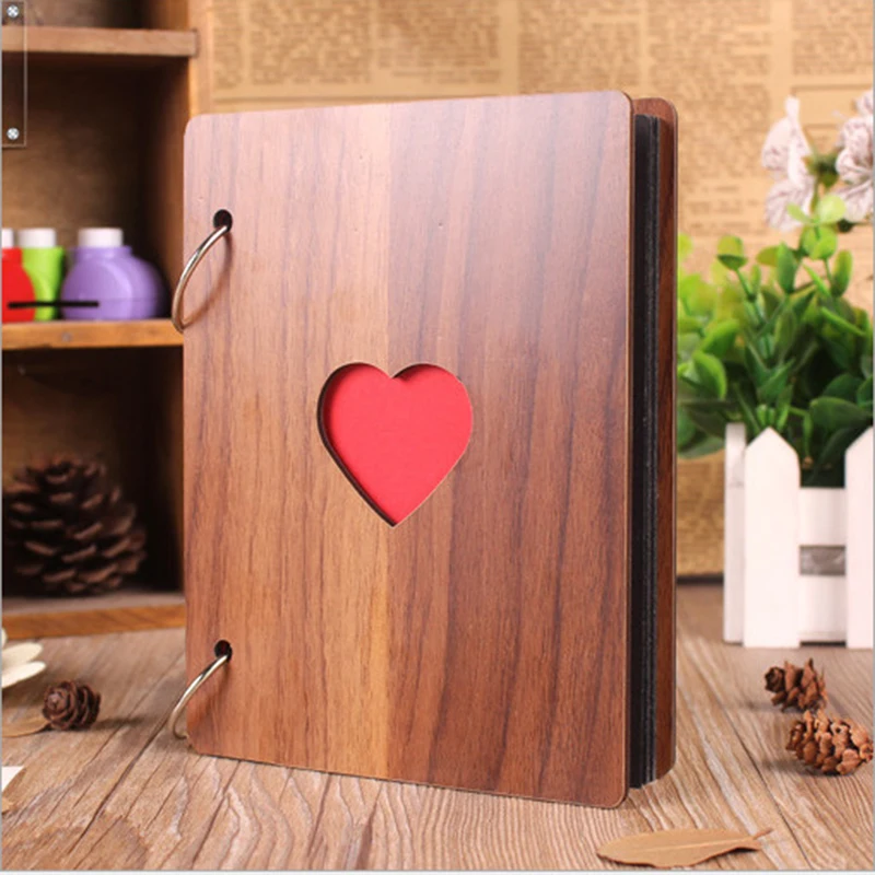 

Fashion 6 Inch Wooden Cover Diy Photo Album Baby Growth Memory Albums Life Photo Embossed Book Wedding Photo Collection Gift