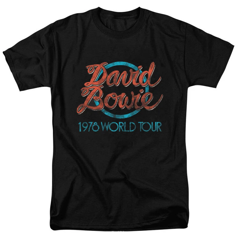 

David Bowie Men's 1978 World Tour T-shirt men Black O-Neck Tee Shirt Cool 100% cotton Comfortable Tops Tees Size S-3XL T Shirt