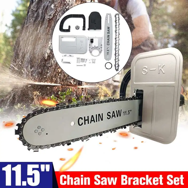 

11.5" Woodworking Upgrade Electric Chainsaw Transfer Conversion Head Bracket for 100 115 125 150 180 Angle Grinder Set
