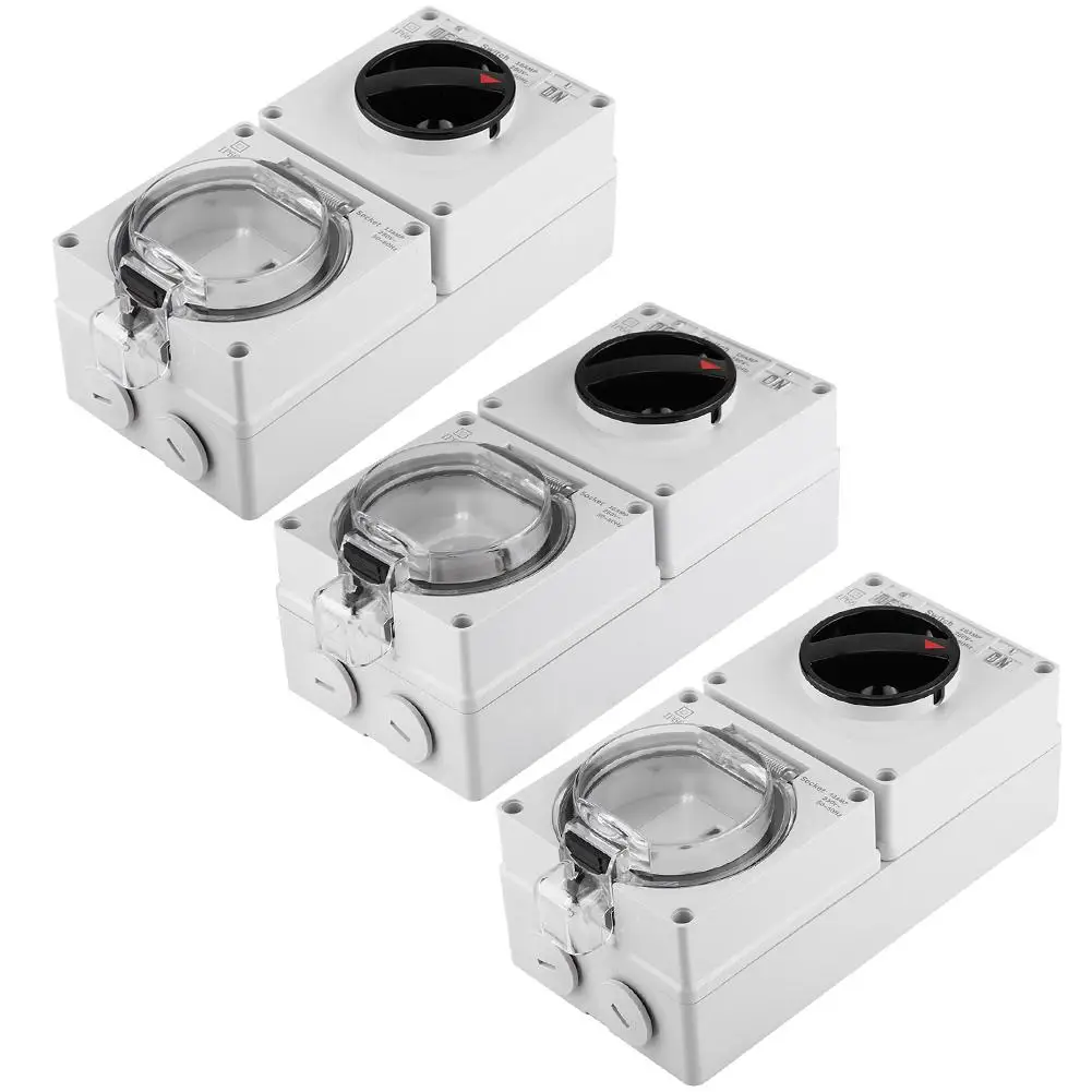 

Outdoor Electrical Socket IP66 Waterproof Wall Power Socket Outlet Wall Mounted Plug Adapter Sockets with Switch For Bathroom