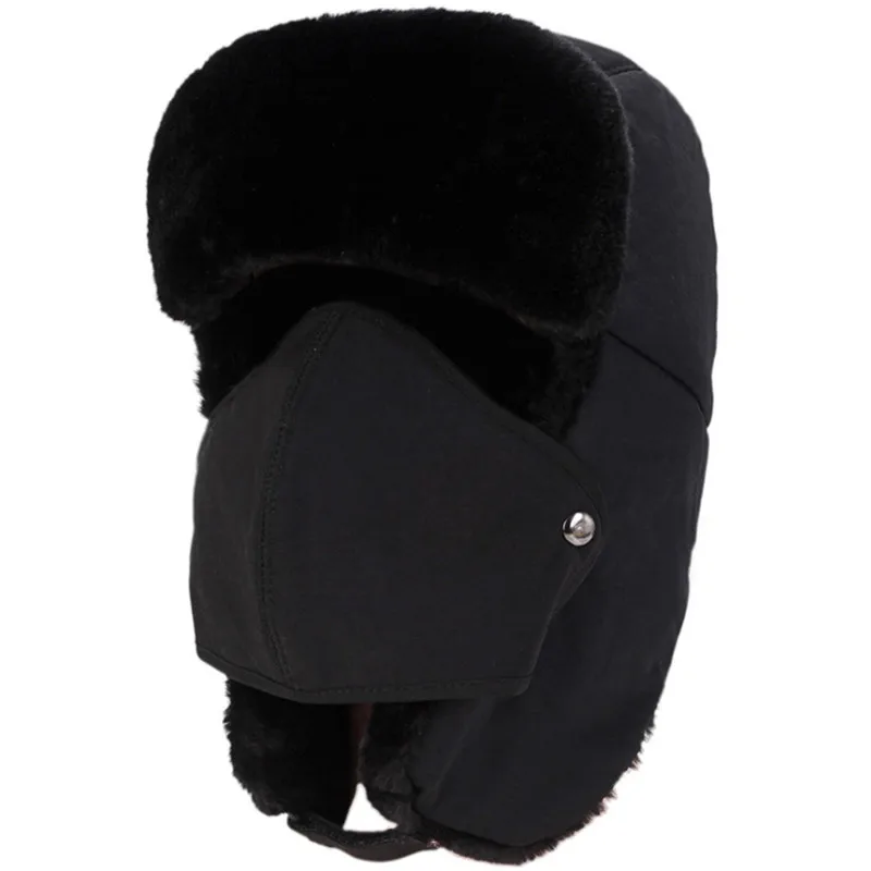 

Unisex Casual Solid Women Men Winter Warm Fur Trapper Aviator Trooper Cap Russian Earflap Ski Hat One Size For Girls