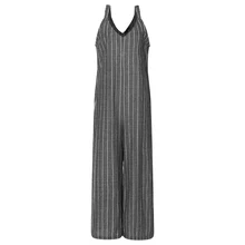 2018 Summer ZANZEA Women Sexy Deep V Neck Striped Jumpsuits Sleeveless Overalls Rompers Casual Loose Work OL Wide Leg Pants 5XL