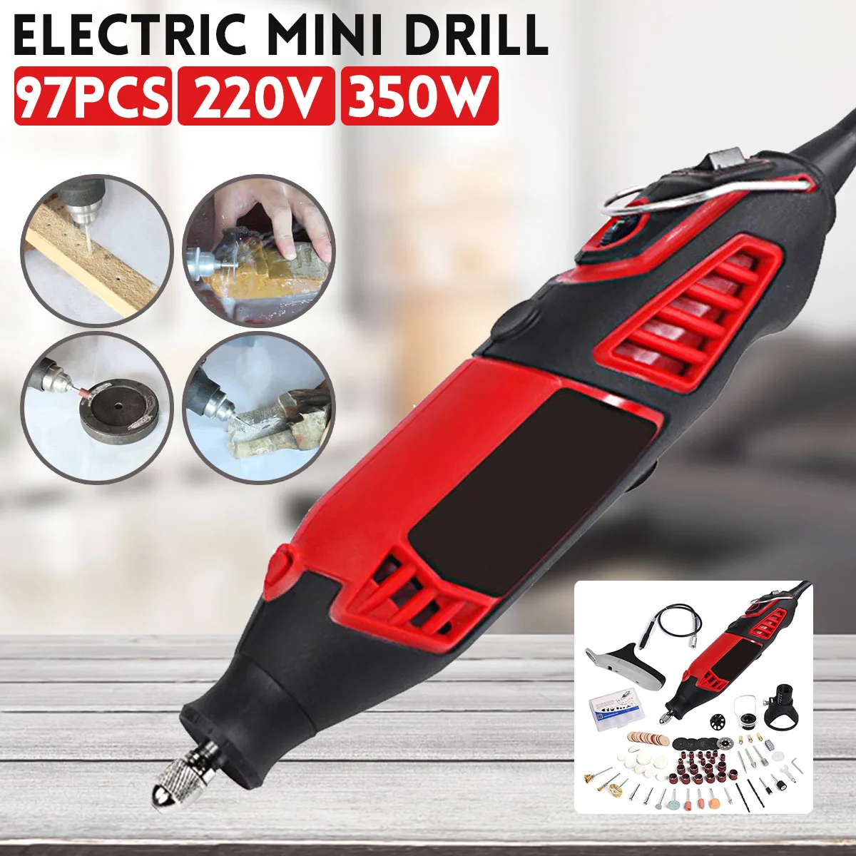 

220V 180W Electric Mini Drill Variable Speed Rotary Tool For Dremel Mini Electric Grinder Accessories drill machine
