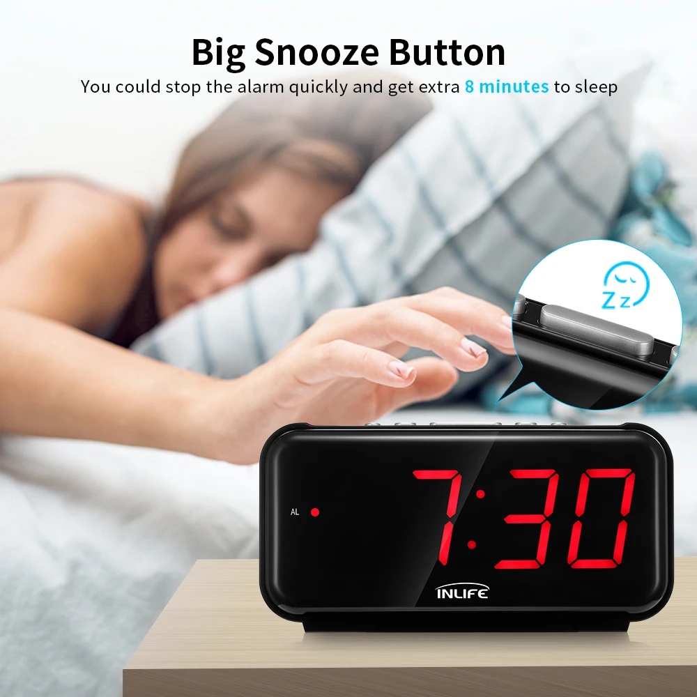 

Inlife Multifunctional VST - 806 LED Alarm Clock with 6.7 inch Large Screen Snooze Function Table Wall Clock