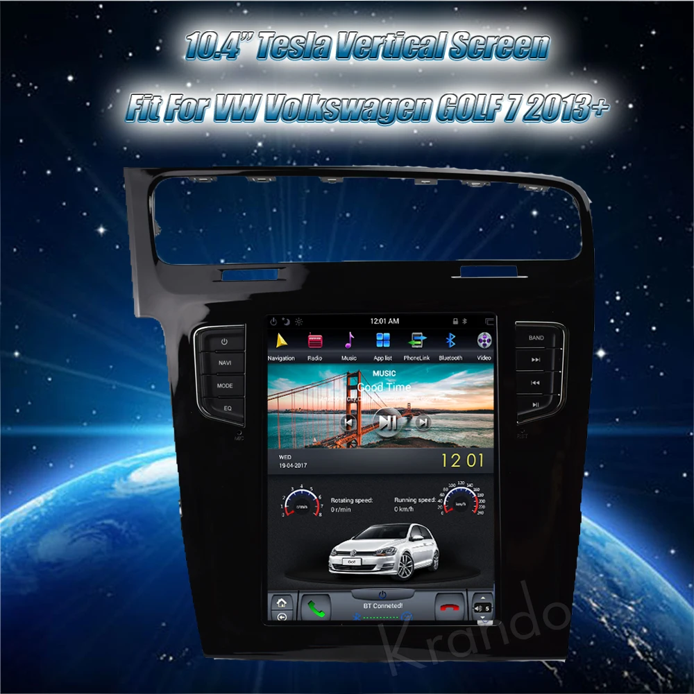 Perfect Krando Android 8.1 10.4" Tesla Vertical screen car audio radio gps system for VW for Volkswagen Golf 7 2013+ dvd navigation 4