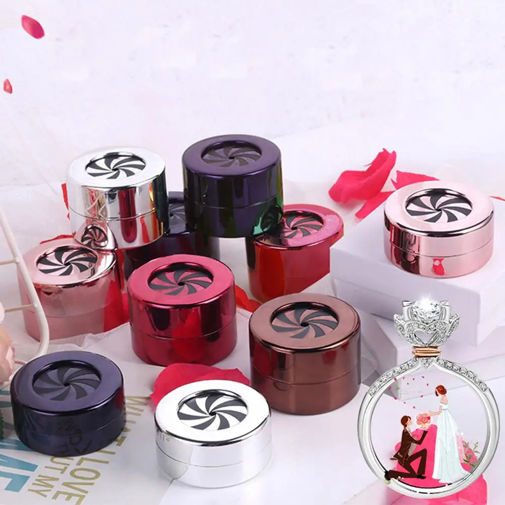 

High Quality Creative Round Rotating Wedding Ring Box Holder Jewelry Display Storage Case Gift Rings boxes Amazing organizer