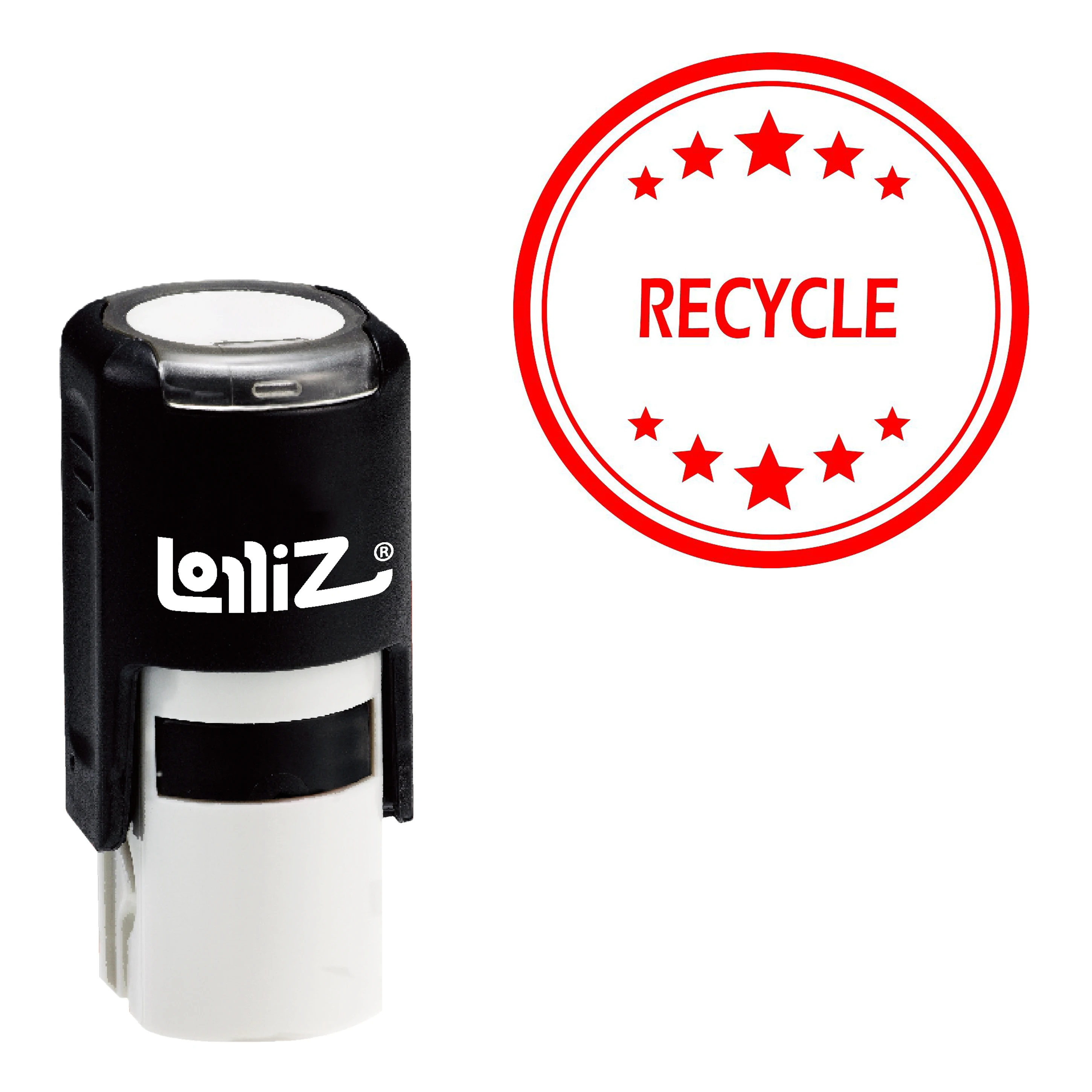 LolliZ Recycle Round Office Stars One Line Self-Inking Stamp | Канцтовары для офиса и дома