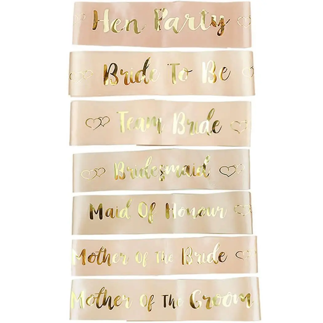 

New Hen Party Bride to be Bridesmaid Party, Champagne Color Wedding Sashes