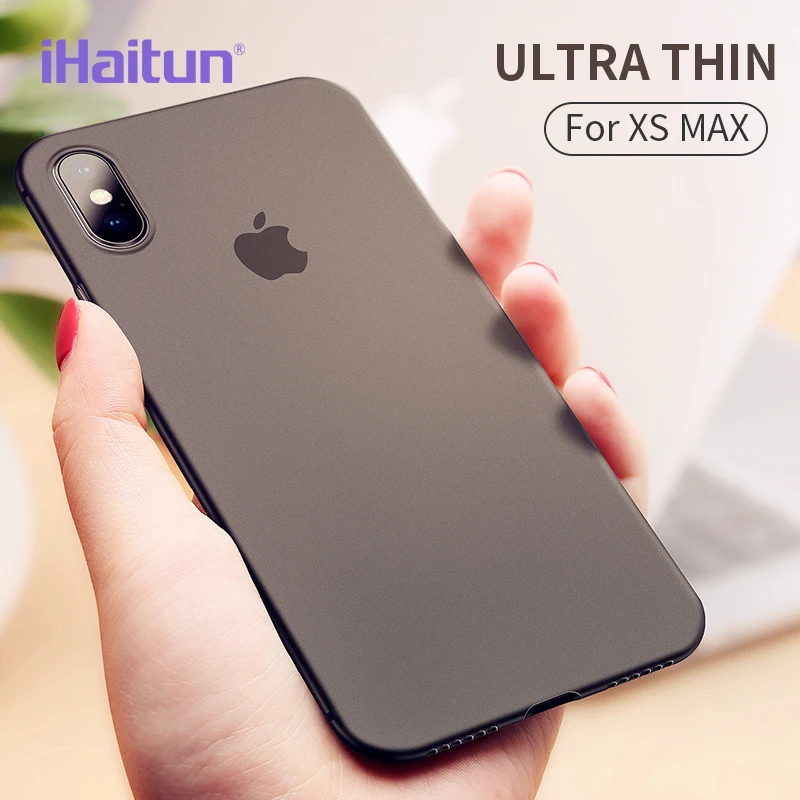 IHaitun الفاخرة رقيقة جدا حقيبة لهاتف أي فون XS ماكس XR X حالات PC نحيل شفاف الغطاء الخلفي ل فون XS ماكس X 10 جراب هاتف