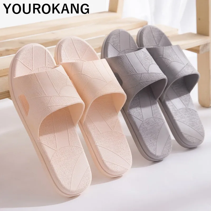 

Unisex Couple Home Slippers For Lovers Concise Summer Men Bathroom Slipper PVC Badslippers Household Floor Slides Non-slip Shoes