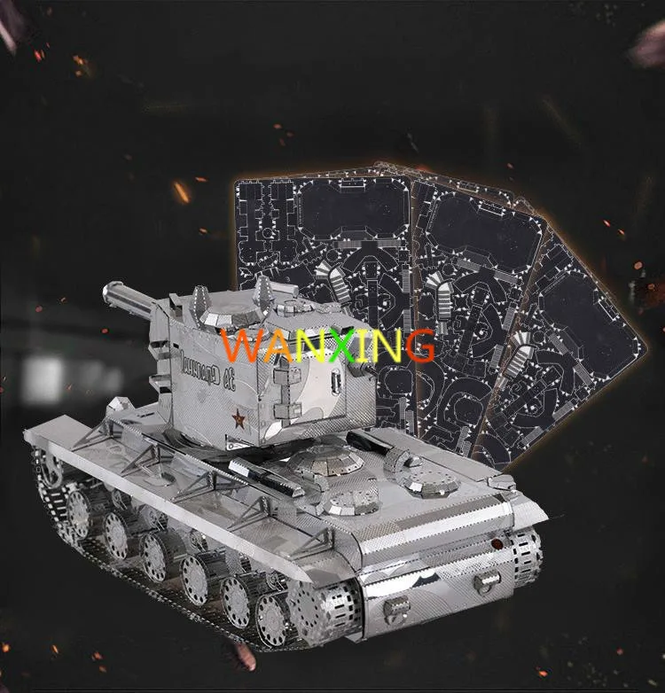 

1/48 Self-locking Scale Model 3D Metal Model DIY Assembly Kit KV-02 Super Tank Free Toys For Children Shipping