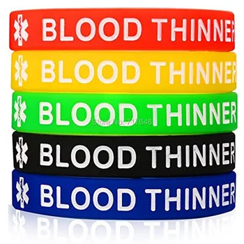 

100pcs 5 colors BLOOD THINNER wristband silicone bracelets free shipping by epacket A