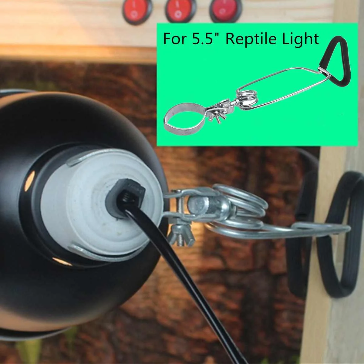 5.5inch Reptile Pet Light Heating Lamp Clamp Holder Metal+Rubber For