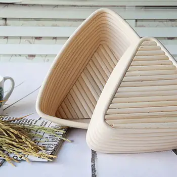 

Home Kitchen Storage Basket Triangle Wicker Bread Proofing Baskets Bread Dough Polished Rattan Basket And Pad Combination