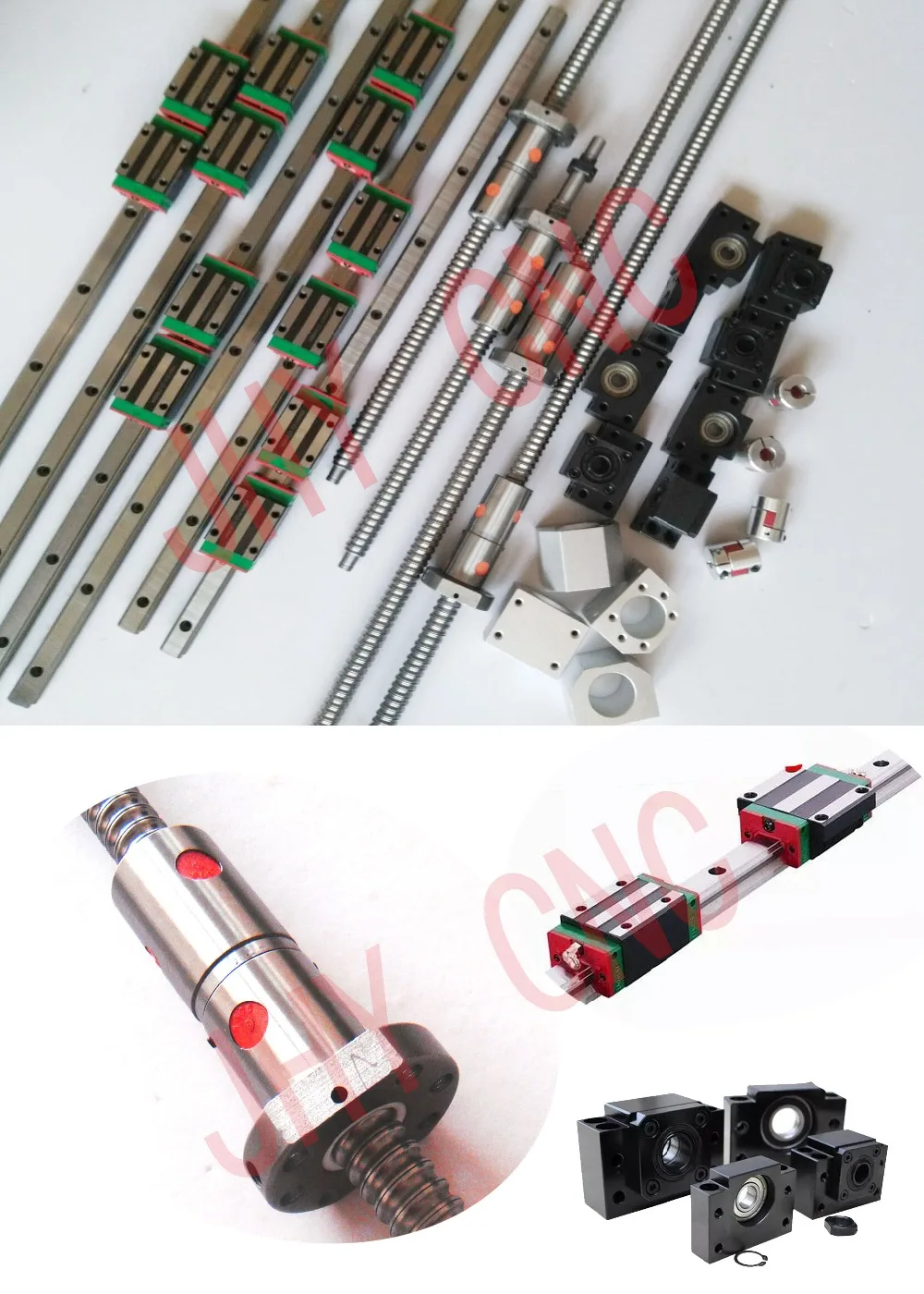 

20mm JHY Hiwin Exange Linear guide rail carriages , SFU2005 Ball screws, related elements+ 2.2kw ,220V Spindle motor set for CNC