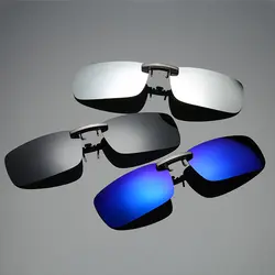 Унисекс квадратные поляризованные безрамные клип на солнцезащитные очки линзы для рецепта/близорукость очки Открытый/вождения для мужчин