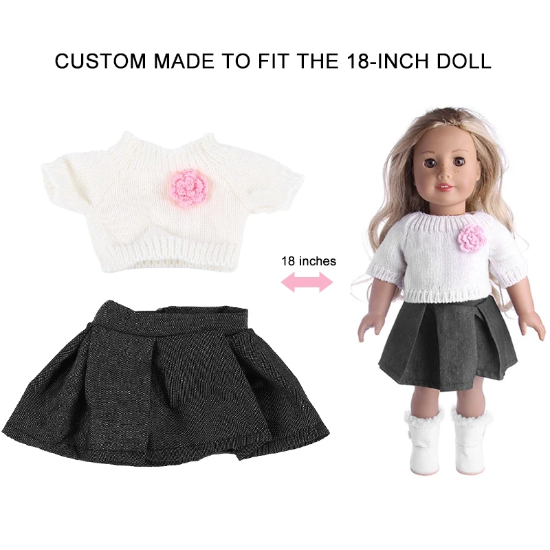 Fashion 18inch Doll Cloth girl Doll Clothes Accessory Suit Set high quality Hat Sweater Skirt
