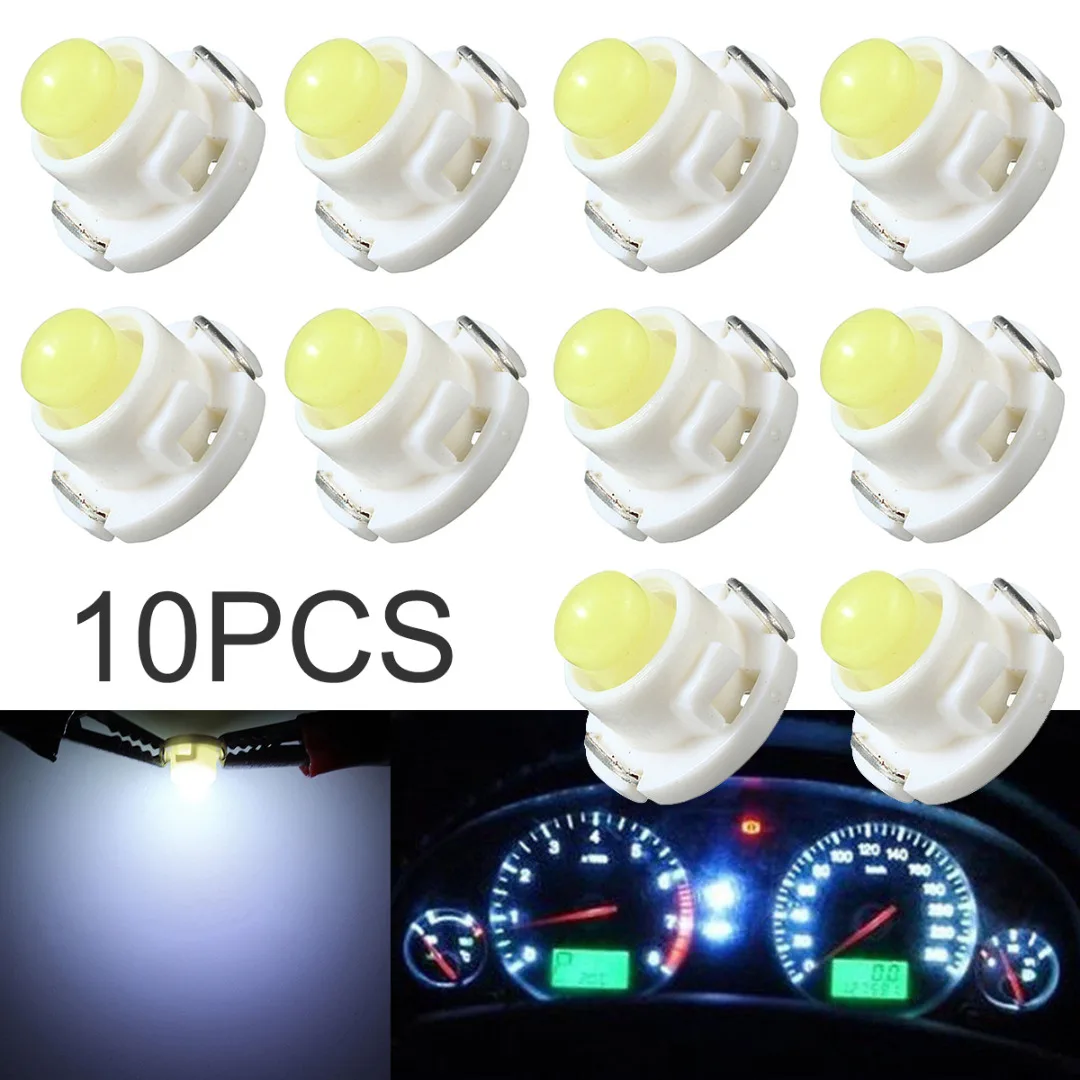 

For Car Interior Light 10pcs T4.7 White LED Instrument Dashboard Light A/C light Climate Control Light Bulb 12V Mayitr