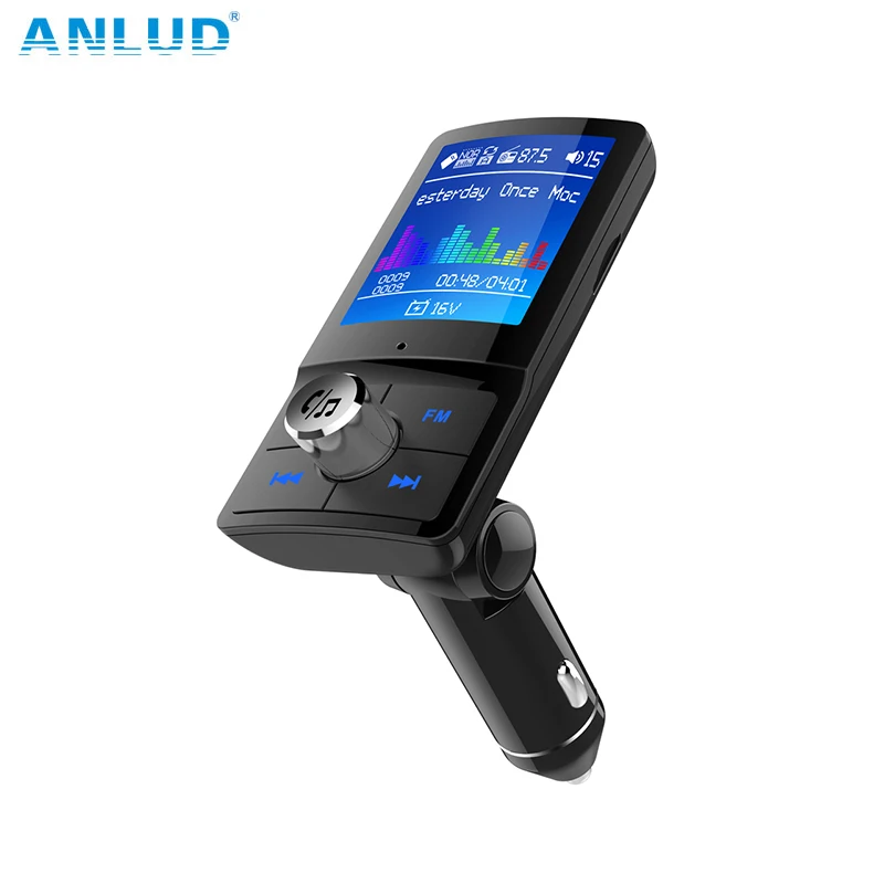 ANLUD цветной монитор fm передатчик Bluetooth автомобильный комплект быстрая зарядка