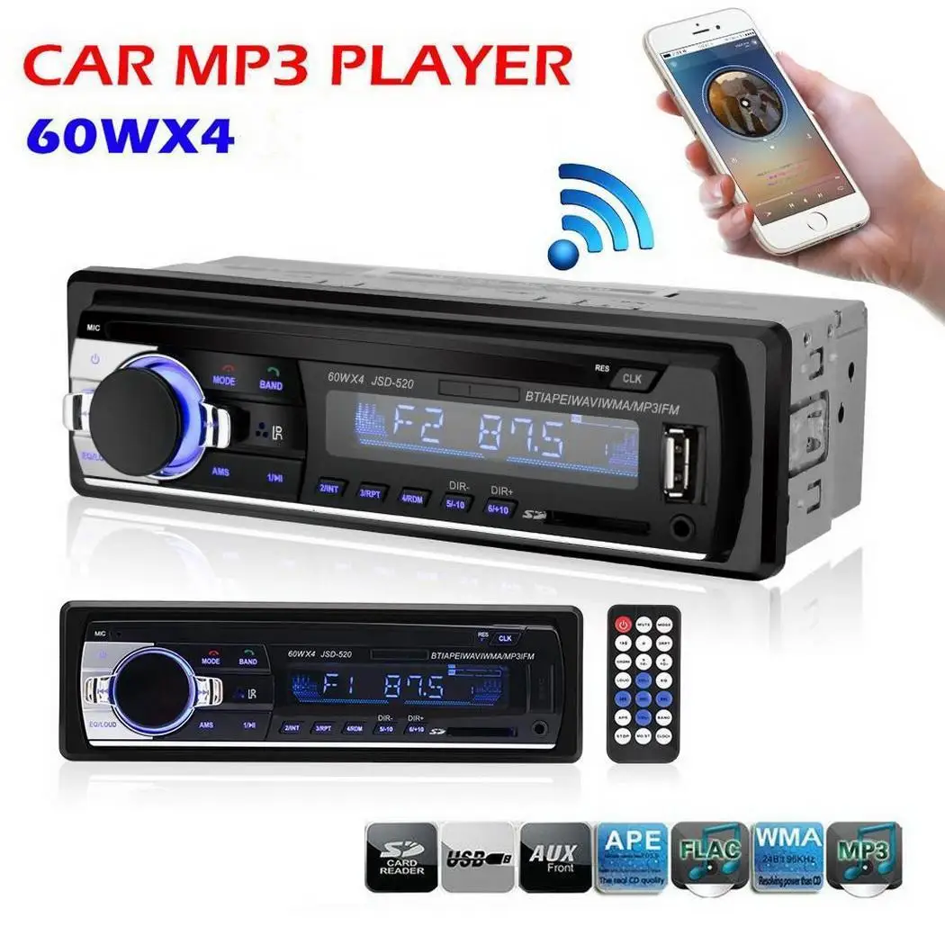 Черный Автомобильный Радио Bluetooth 12 В в тире 1 Din Стерео Авторадио плеер AUX IN MP3 FM