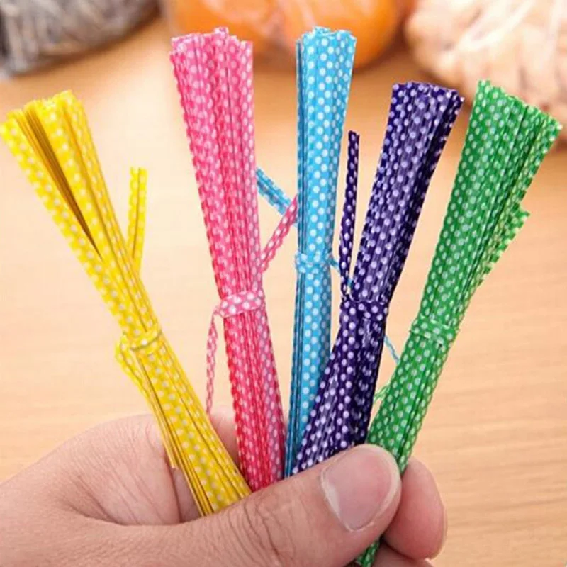 

Wrapping Supplies Sealing Cello Bags Lollipop Gifts Package 100 Pcs Dot Print 6 Colors Twist Ties Wire Festive Party Supplies