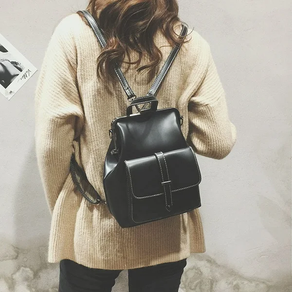 

Miyahouse Retro Hasp Women Backpack Luxury Pu Small Lady Tide Wild Femme Mochila Solid Color School Bag For Teenager Girls