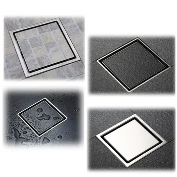 

Anti-odor Bathtub Shower Drainer Floor Strainer 10x10cm 304 Stainless Steel Square Invisible Bathroom Floor Drain Waste Grate