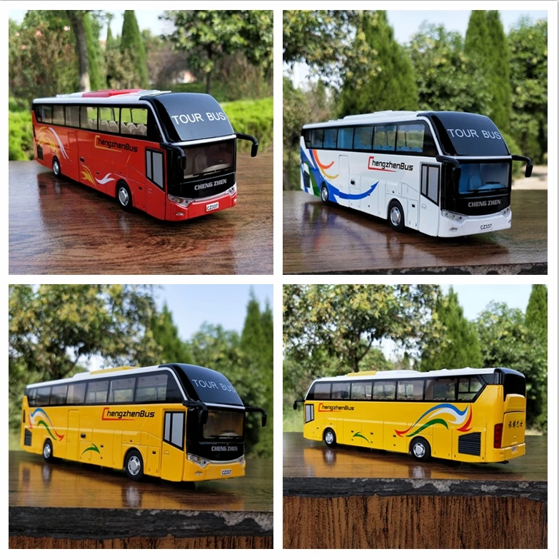 

1:32 Scale Alloy Metal Diecast Car Model For Travelling Open Tour Tourist Bus Coaches Collection Vehicle Toys With Sound&Light