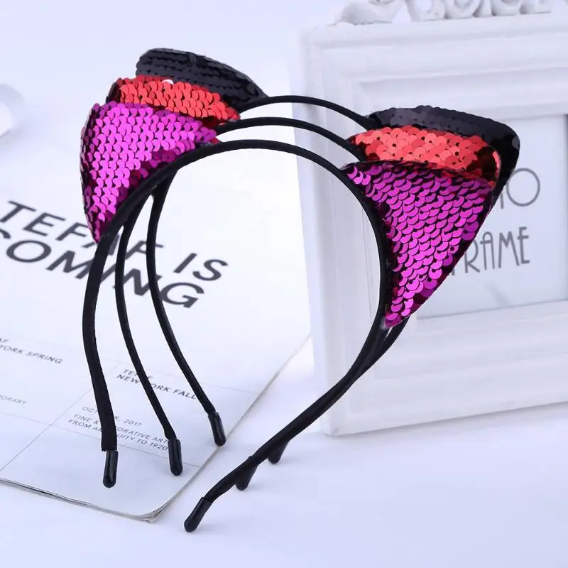 

Women Children Girls Sexy Cat Ear Sequined Hairband Hair Hoop Headwear