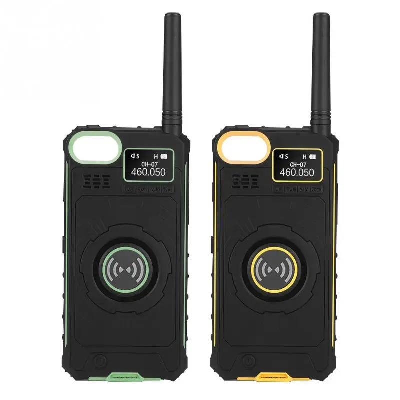 

8CH Intelligent Voice Three-defensed Design Walkie Talkie Mobile Power Interphone Army Green Yellow