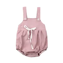 Боди для новорожденных девочек Летняя повседневная детская одежда из хлопка без рукавов Кнопка для ремешка Sunsuit Bow комбинезоны пляжного