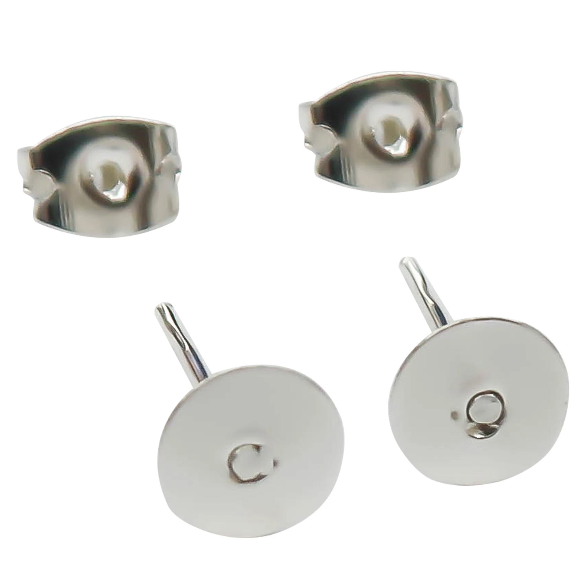 5 Pair Silver Clip on Earring Craft Findings Backs Backings 10 mm Flat Pad