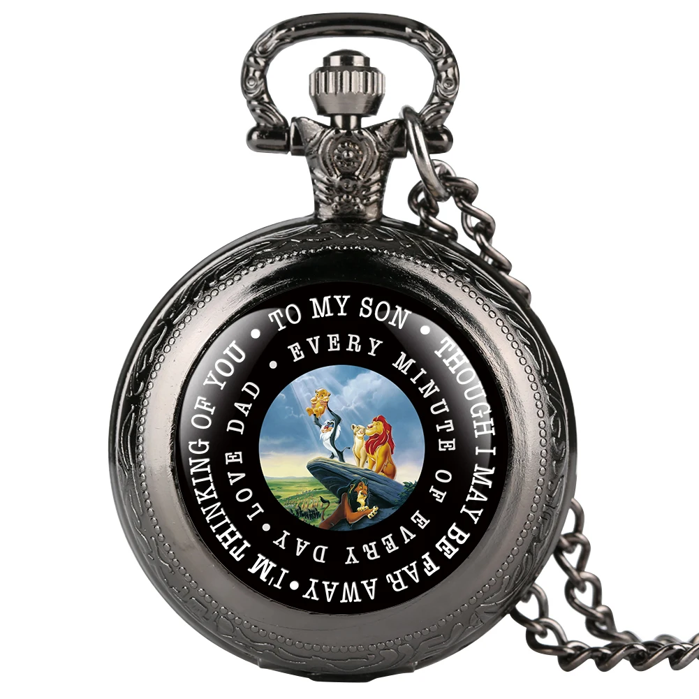 

Necklace Round Pocket Watch for Boys Lion King Theme Quartz Pocket Watches for Child Elegant Pocket Watch for Teenagers Gift