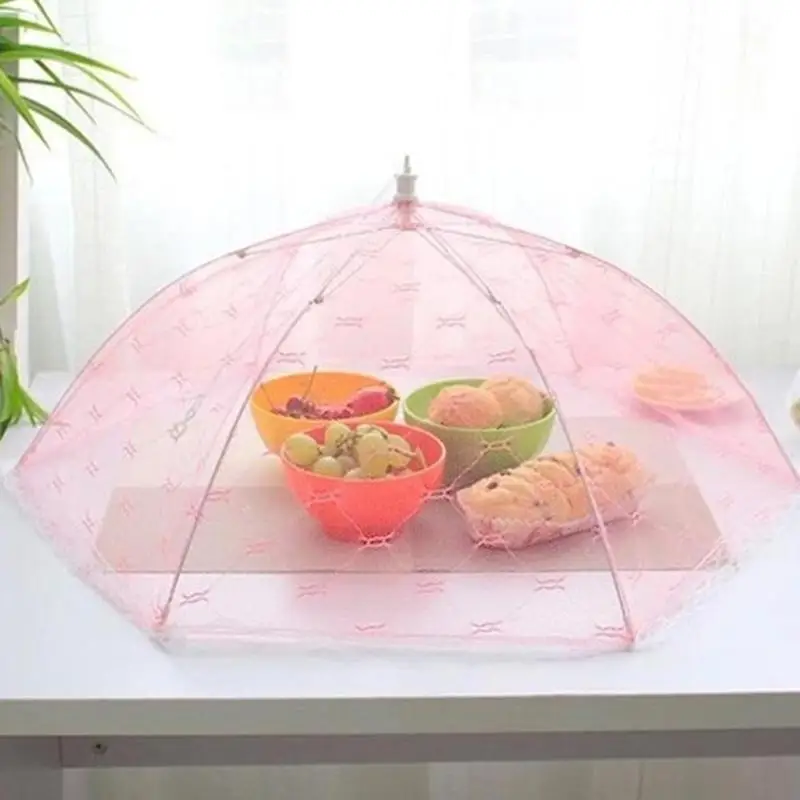 

Hexagon Lace Food Cover Umbrella Style Anti Mosquito Meal Table Mesh Cover Kitchen Tool Random Color