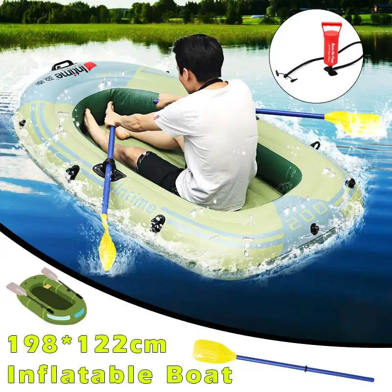 

Sports Inflatable Fishing Boat Raft PVC Canoe Dinghy Tender 2/3/4 Person Kayak Fishing Boats Cushion Rowing Boats