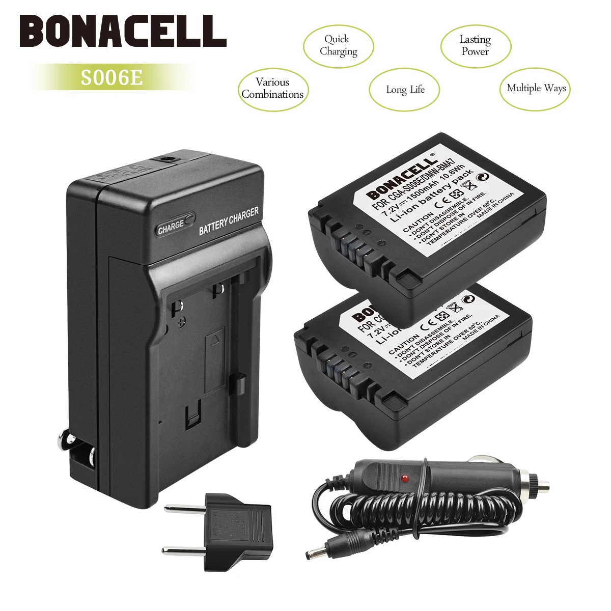 Bonacell 1500 мА/ч, CGA-S006 CGR CGA S006E S006A S006 DMW-BMA7 Камера Батарея+ Зарядное устройство для цифрового фотоаппарата Panasonic DMC FZ7 FZ8 FZ18 FZ28 FZ50 L50