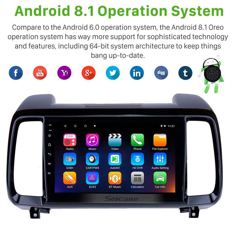 Sale Seicane  Newest 9 inch for Hyundai IX35 Android 8.1 HD Touchscreen Radio GPS Navigation Bluetooth Steering multimedia player 1