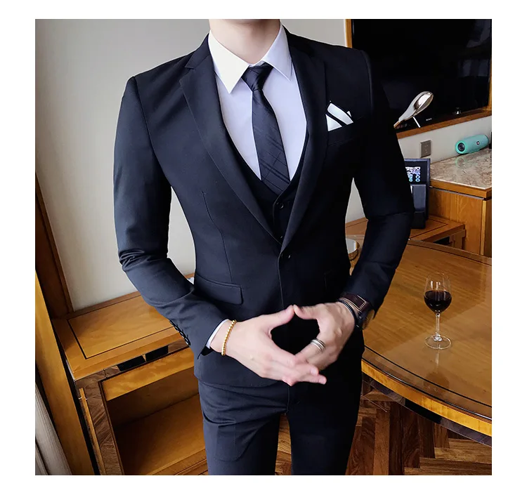 Traje caballero de tres piezas de 2019 para hombres, traje de Casual de primavera y verano, traje para banquete - AliExpress Ropa de hombre