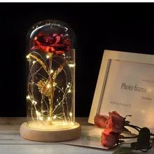 Креативный подарок стекло украшение дома подарок на день Святого Валентина подарок на день рождения Роза вечная роза светодиодный светильник лампа