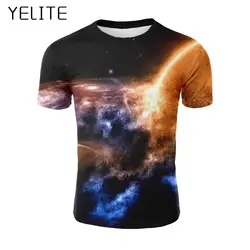 YELITE galaxy напечатаны футболки мужские крутые Топы 3D уличная мужские футболки футболка мальчиков короткий рукав пространство Homme