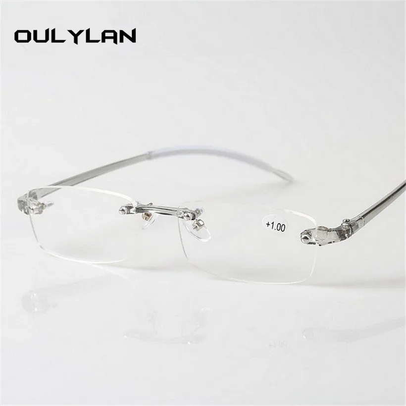 Очки для чтения Oulylan TR90 без оправы мужчин и женщин очки дальнозоркости с