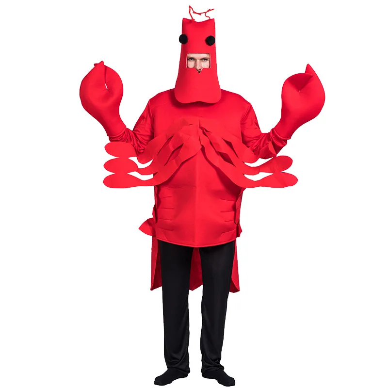 

Funny Lobster Costume For Adult Red Sea Animal Cosplay Halloween Costume For Adult Carnival Performance Party Jumpsuit Clothes