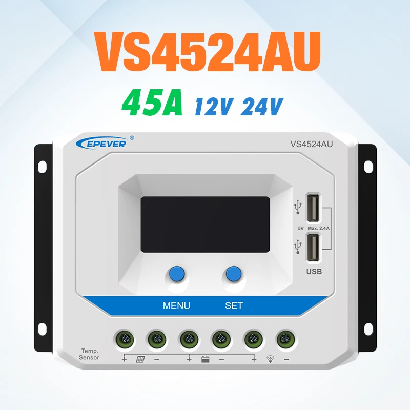 EPEVER 45A Solar Controller 12V 24V Auto VS4524AU PWM Charge with Built in LCD Display and Double USB 5V Port | Обустройство дома