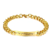 Браслет с лазерной гравировкой для мужчин, ID Tag FUCKINS, браслет-цепочка из нержавеющей стали