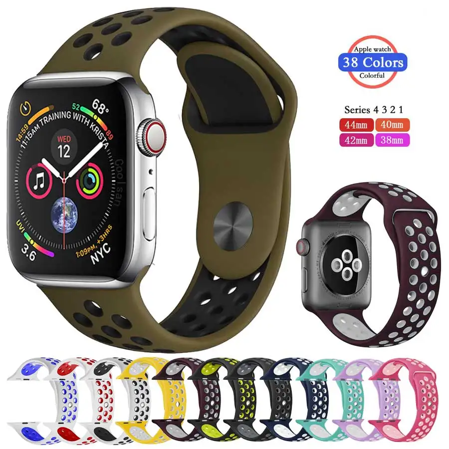Silicone strap for Apple Watch band 42mm 38mm 44mm/40mm bracelet sport wrist watch belt Rubber Wristband for iwatch 4&3&2&1 Band