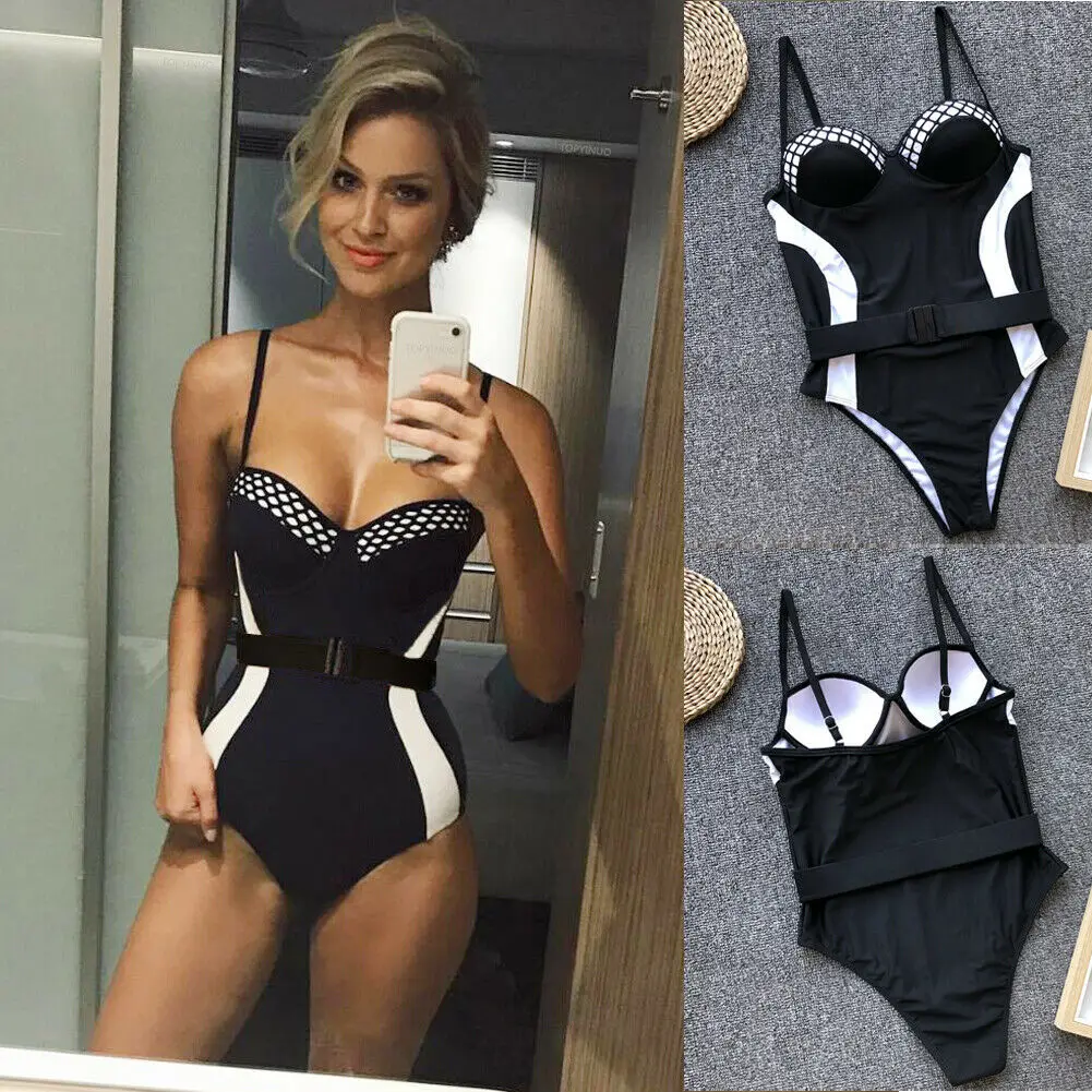 Летний сексуальный горячий женский цельный купальник пуш-ап Мягкий купальник купальный костюм лоскутные купальники пляжный костюм