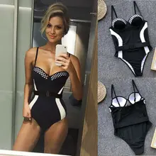 Летний сексуальный горячий женский цельный купальник пуш-ап Мягкий купальник купальный костюм лоскутные купальники пляжный костюм