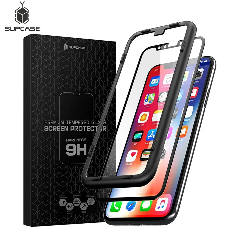 

For iPhone X Xs 5.8 inch Screen Protector SUPCASE Premium 3D Curved Edge Tempered Glass Screen Protector with Installation tool