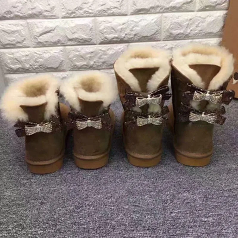 Maroon mollet Rouge Neige Bottes D'hiver noir Femme Mode vin Deux Arcs Peau Femmes Mouton Mi De gris 2018 En pourpre Chaussures Réel Véritable Cuwhf ZqgUwc