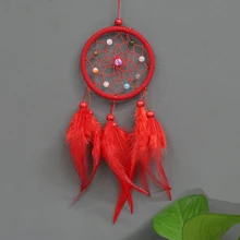 Atrapasueños de plumas de gran oferta, 1 unidad, atrapasueños, círculos con plumas Vintage, decoración colgante de pared para el hogar, decoración para coche Retro